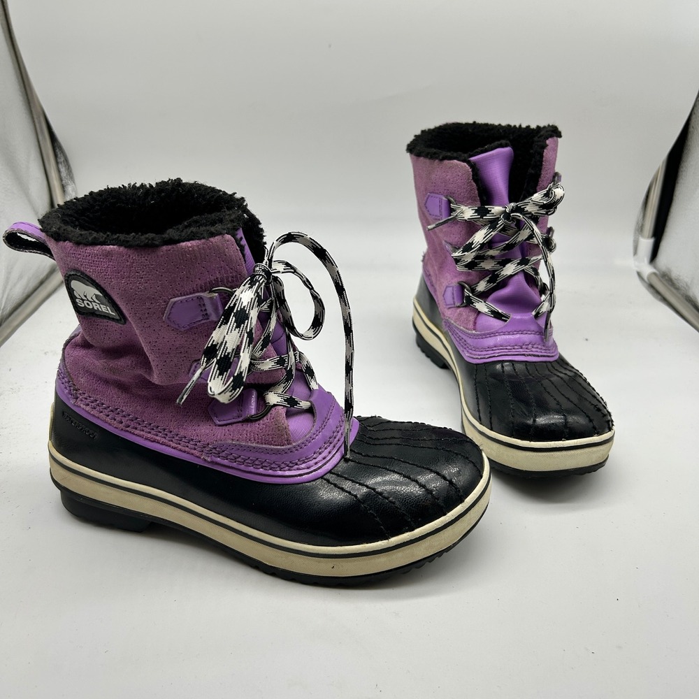 Sorel Tivoli Mid Purple Black Waterproof Boots Lace‎ Up Youth Size 5